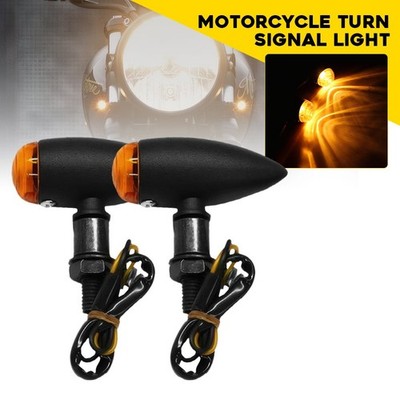 Amber Motorcycle Black Bullet Running Blinker LED Turn Signal Light Tail DRL 2X