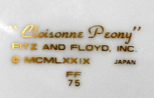 Fitz and Floyd Cloisonne Peony Black Group of 2 Accent Salad Plates - Picture 4 of 4