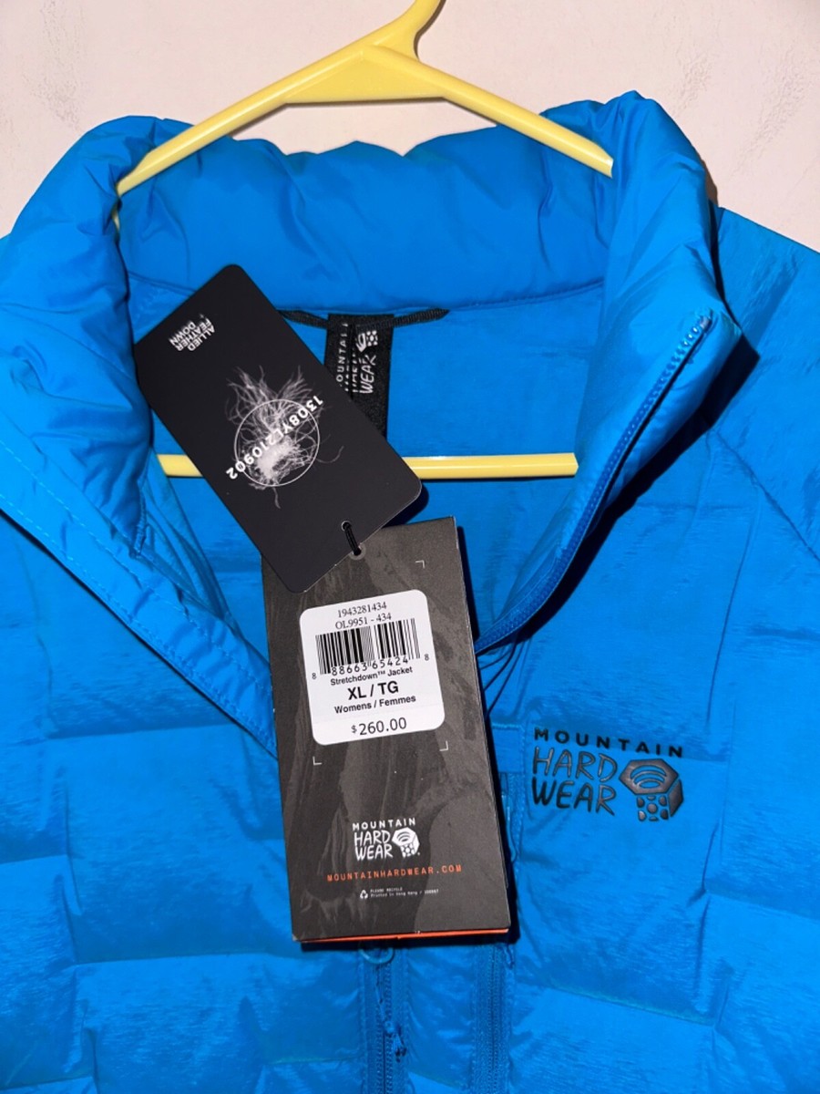 New MOUNTAIN HARDWEAR StretchDown puffer Jacket W's XL Electric