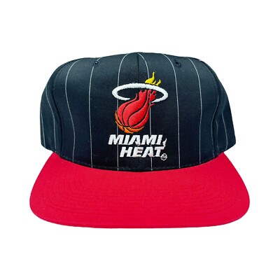vtg rare NBA Miami Heat Starter Pinstriped Two Tone Snapback Hat Cap