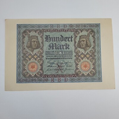 1920 Germany 100 Mark Hundert 8 Digit Paper Money Currency Reichs