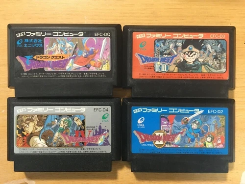 lot of 4 Game Nintendo Famicom  FC Japan  DRAGON QUEST １２３４　ⅠⅡⅢⅣ