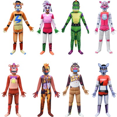Kinder Chica FNAF Security Breach Cosplay Kostüm Halloween Jumpsuit Party suit