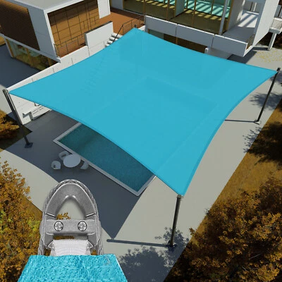 E&K 20-29' Shade Sail Rectangle Turquoise Sun Canopy Cover w/ Steel Wire Pool Garden