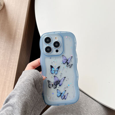 Case For iPhone 16e 17 Pro Max 15 14 13 12 11 Clear Butterfly Pattern TPU Cover