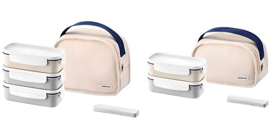 Lock & Lock Daily Cotton Dosilock Lunch Box Bag Chopsticks Set 2 3 Layers