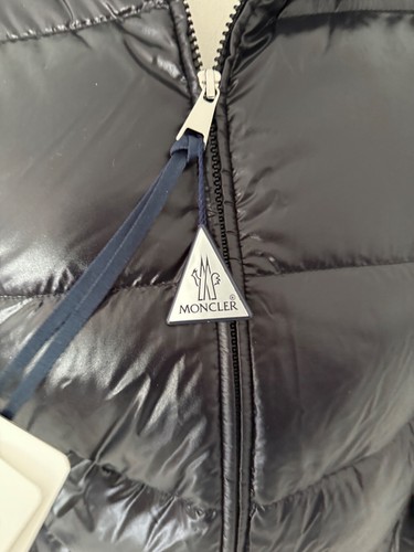 Moncler schwarze gefütterte Jacke durchgehender Reißverschluss neu mit Etikett Bayard Giubbotto Größe 3 Herbst Winter - Bild 12 von 18