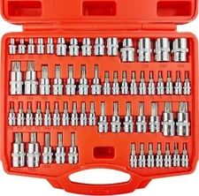 60-Piece 1/4",3/8",1/2" Drive Master Torx Bit Sockets & External Torx Socket Set