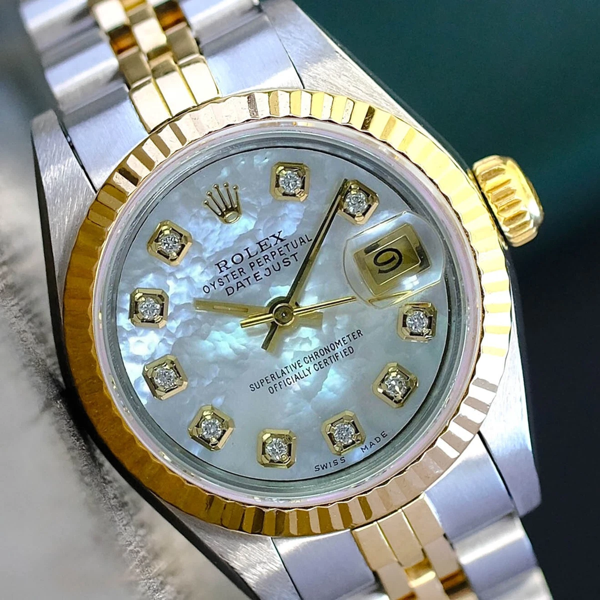 Womens silver rolex with diamonds sale
