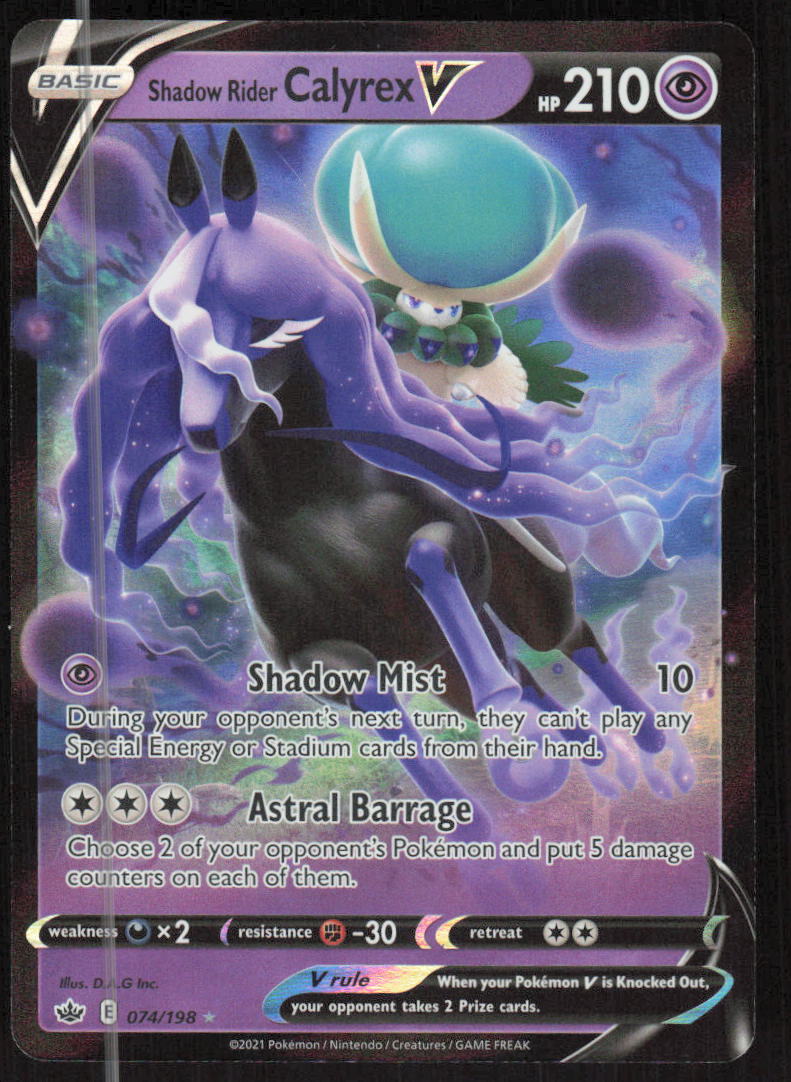 Pokemon TCG SWSH06: Chilling Reign #074/198 Shadow Rider Calyrex V NM