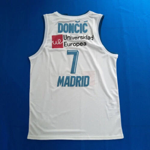 JordansSecretStuff Luka Doncic Real Madrid EuroLeague Basketball Jersey (White) Custom Throwback Retro Jersey 2XL