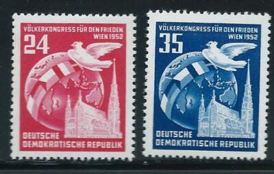 DDR #Mi320-Mi321 MNH 1952 Peace Congress St Stephen Globe Flag Ribbon ...