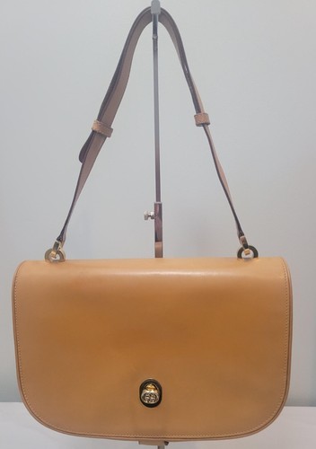 Borsa a tracolla vintage Gucci marrone pelle italiana borsa antipolvere chiusura girevole inclusa