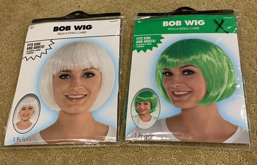 Peluca Bob Amscan Cosplay Verde-Blanco Niños Adultos Sintético Halloween Disfraz Hada