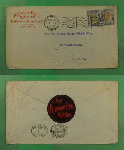 DR WHO 1905 SOUTH AFRICA SEAL ADVERTISING WATCH CO JOHANNESBURG TO USA j98490 - Photo 1/3