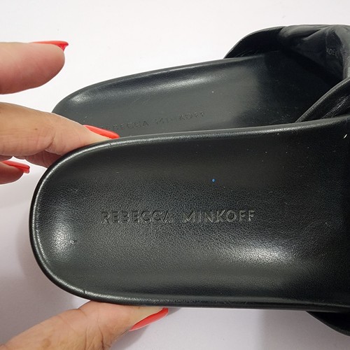 Rebecca Minkoff Valeraine Slide Sandals Black Leather Women's Size 6 - Picture 18 of 24