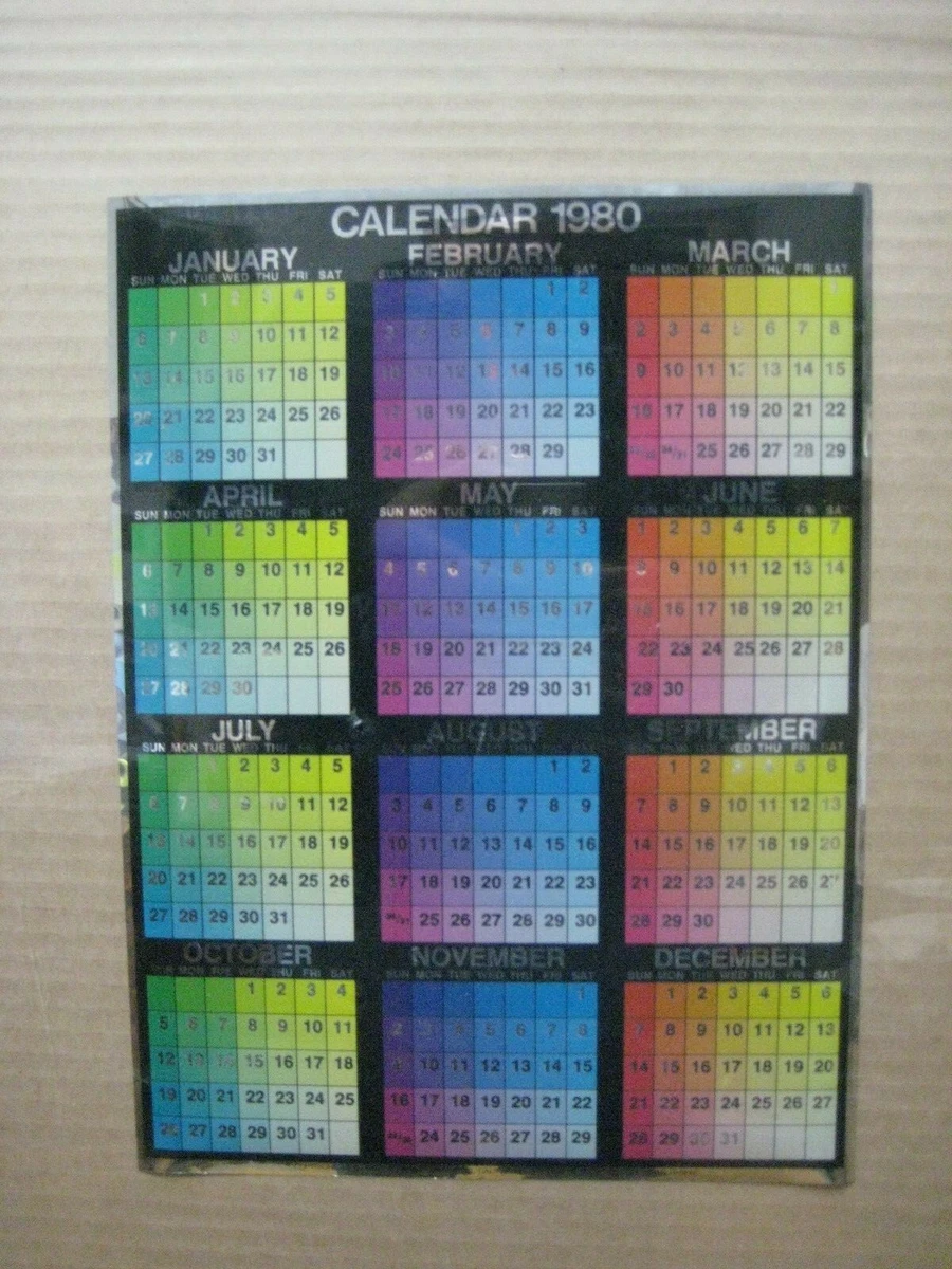 reflective Foil calendar Vintage 1980 vintage mini poster 1979 Inv#G4893 |  eBay