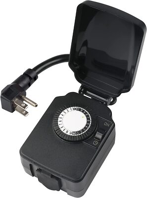 BN-LINK 24 Hour Mechanical Outdoor Light Timer with Covers, Heavy Duty