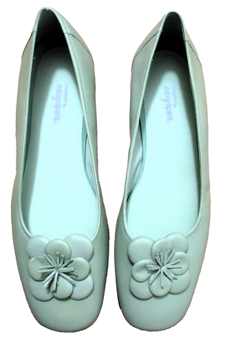 Easy Spirit Green Leather Flats Slip On Square Toe Floral Easter Shoes Womens 10 - Picture 12 of 24