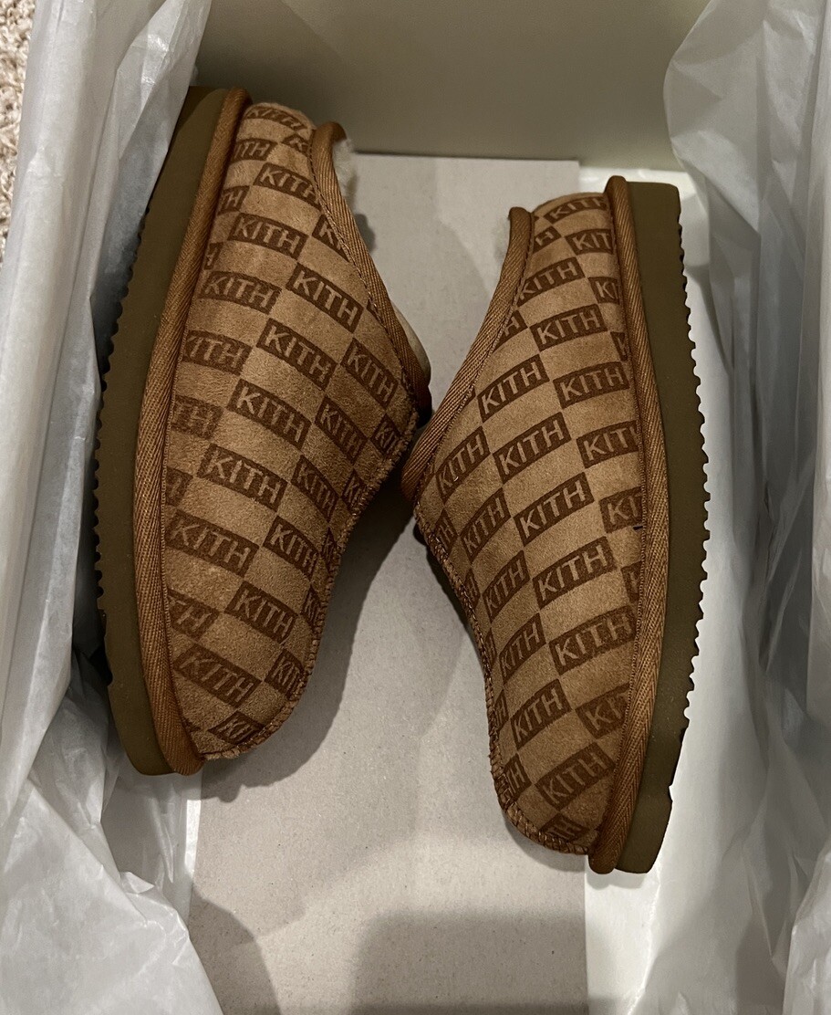 Kith Kithmas MonogramShearling Slippers “Loft” Men's Size EU 35