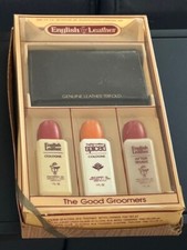 English Leather Set Cologne After Shave Leather Trifold Wallet Vintage 088300