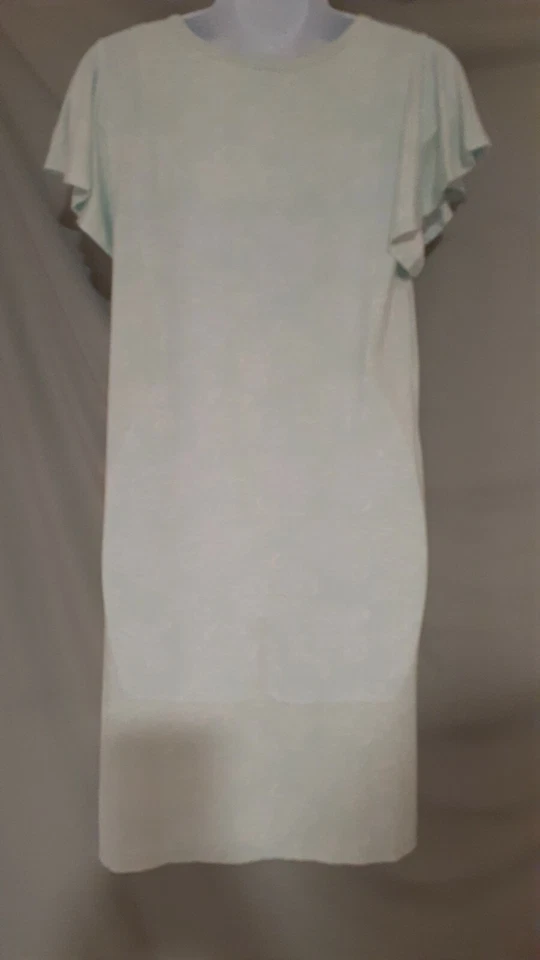 Camisón Charter Club verde blanco pantorrilla manga gorra X-pequeño 38" busto Foto 4 de 4