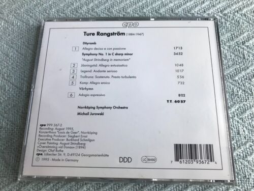 Ture RANGSTROM: Symphony No. 1; Dityramb & Spring Hymn (CD, Mar-1996, CPO) - Picture 2 of 2
