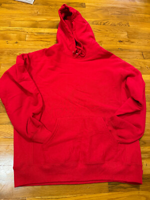 New Supreme Studded Back Hooded Sweatshirt Red Sz L Dead Stock