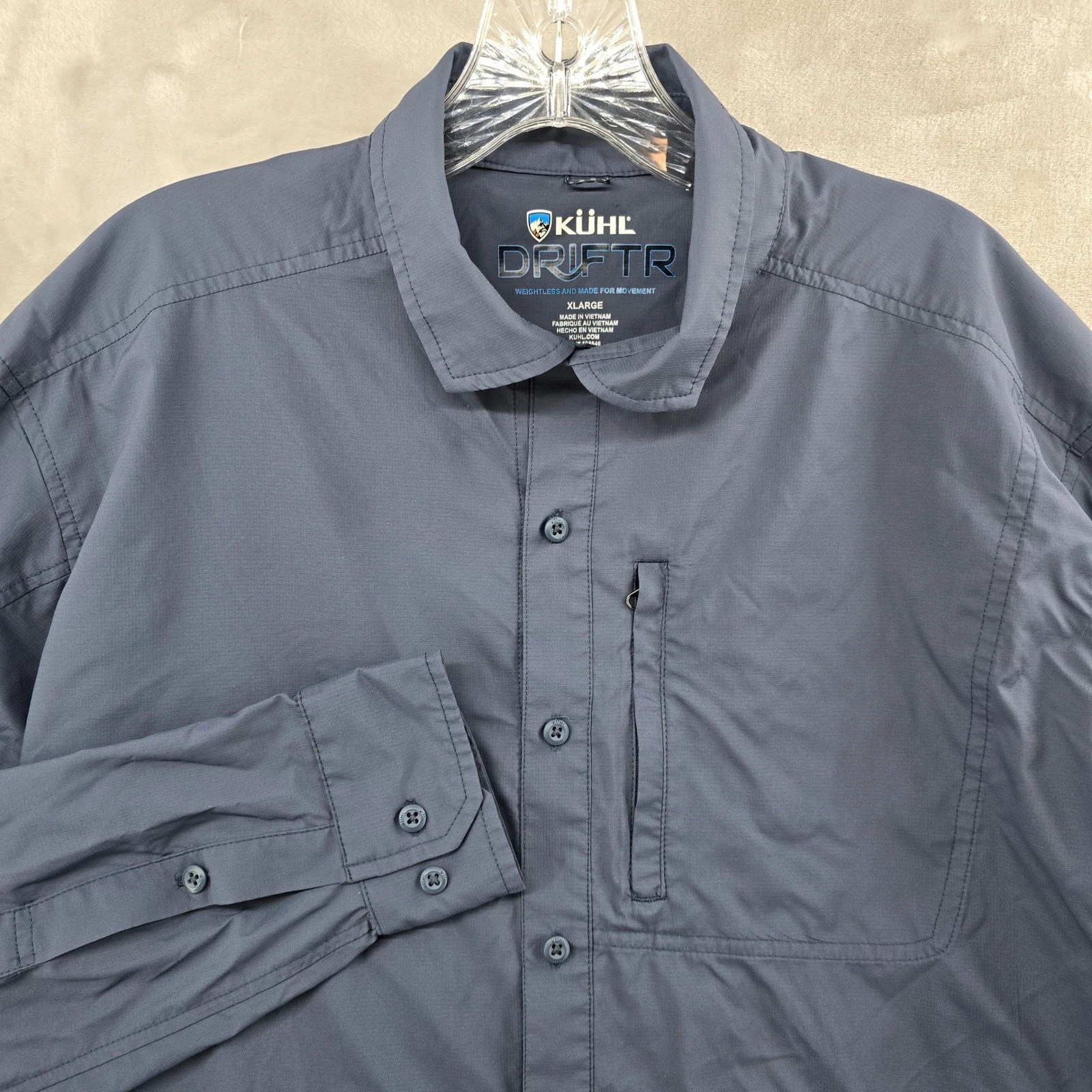 Kuhl Driztr Shirt Mens XL Blue Grey Long Sleeve Button Up Technical Hiking
Opens in a new window or