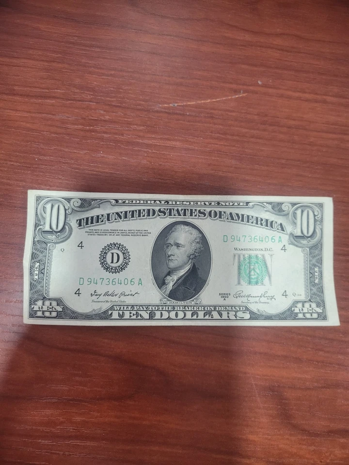 1950 Series A - Ten $10 Dollar Bill - Green Label - D94736406A - Image 4 of 4