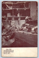 1907 Syracuse New York Postcard Amos Mill Badly Damaged Five Canal Boats Destroy