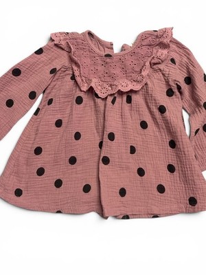 Jessica Simpson 2 TMauve Girls Blouse with Black Polka Dots Top