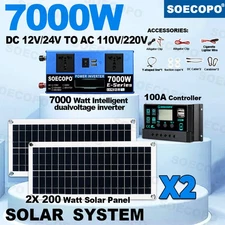 7000W Solar Energy Kit | Complete Off-Grid Solution (12V/24V DC to 110V/220V AC)
