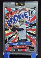 Tyler Shough 2025 Wild Card Comix Rookies Legends Black Red Cracked Ice RC 1/1 