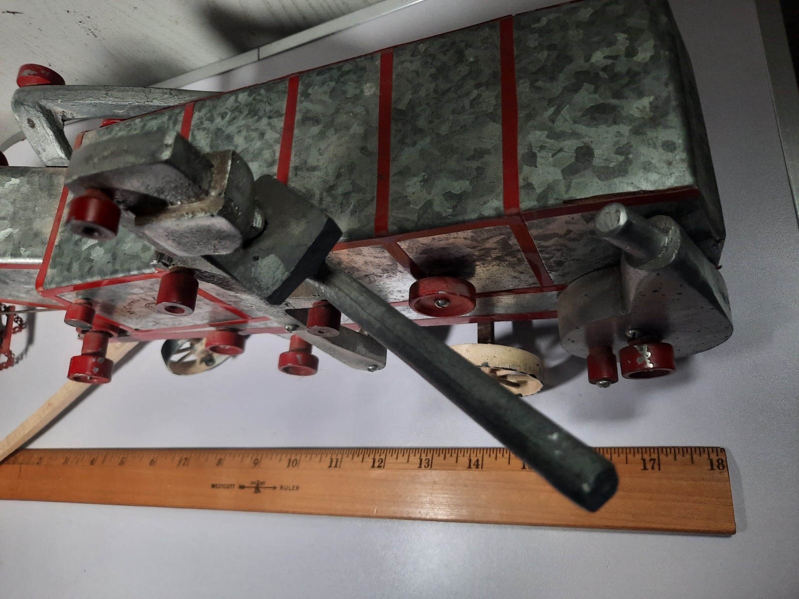 Rare McCormick Deering Thresher Galvanized Steel Model for Repair Broken Wheel