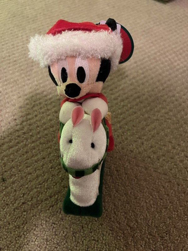 NWT Disney Store Mickey Mouse on Rocking Horse w/ Sound Christmas Plush Toy 