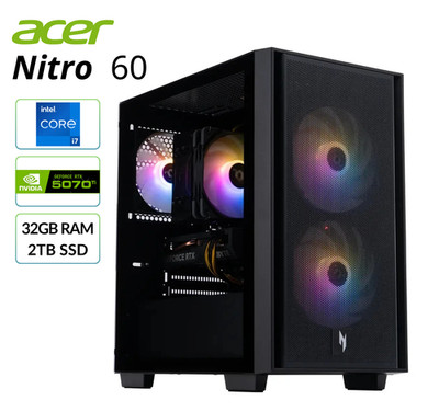 Acer Nitro 60 Gaming Desktop Core i7 GeForce RTX 5070 Ti 32GB/2TB SSD Refurbished