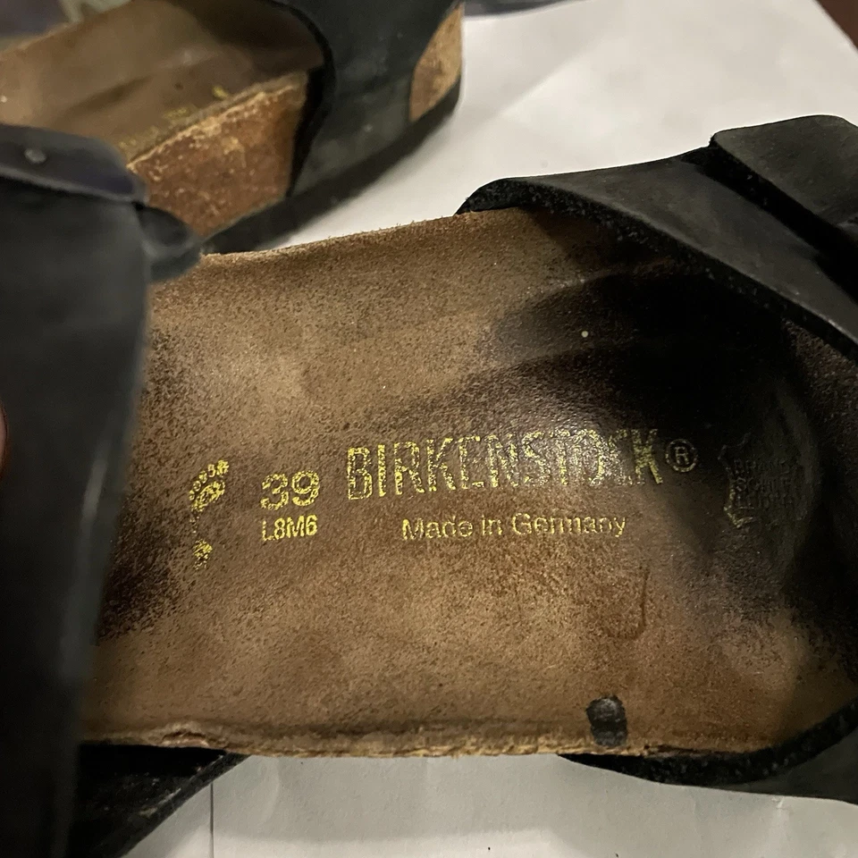 Sandálias Birkenstock Rio Milano preta com alça tamanho 8 EUA EU39 base para caminhada * - Imagem 3 de 4