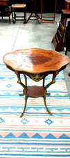 French Louis XV Revival Style Parquetry & Gilt Metal Table, Mid 20th Century