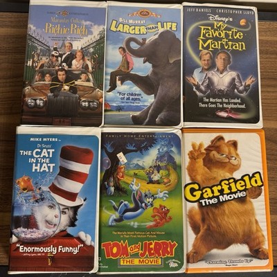 6x VHS Movie Lot   Garfield, Tom & Jerry, Dr. Seuss Cat in the Hat, Richie Rich