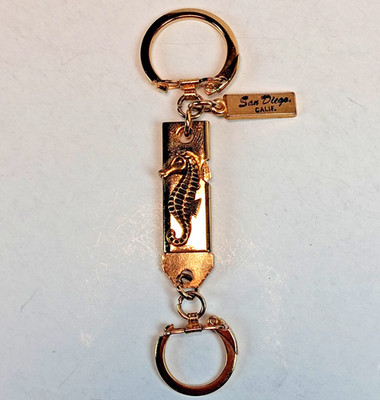Vintage San Diego CA Seahorse Valet Keychain Gold Tone Pull Apart Souvenir