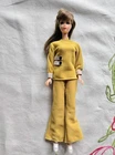 Vintage 1960s BARBIE doll CLONE clothes MOD top & bell bottom PANTS yellow