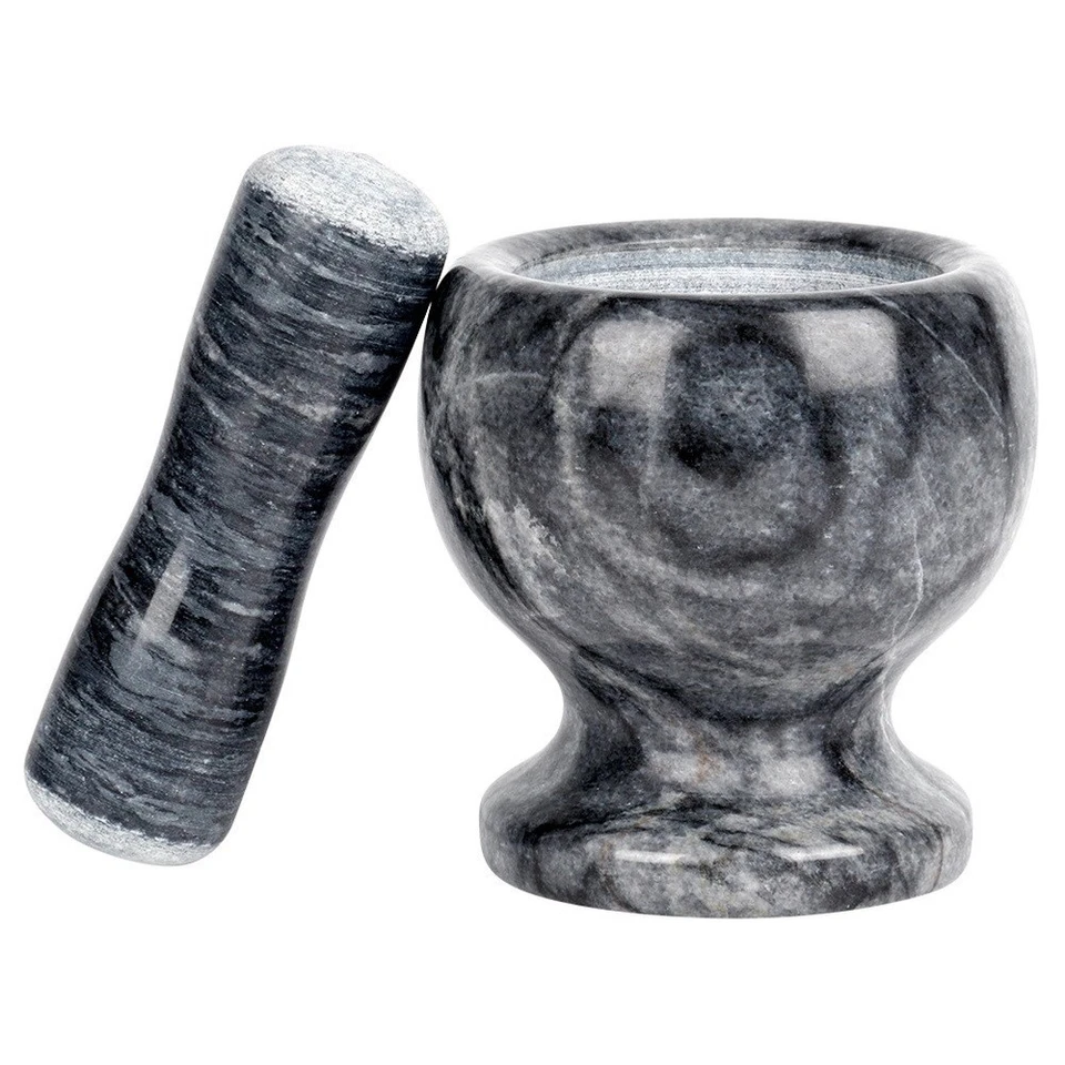 Mortier en Granit 11cm avec Pilon Pierre Cuisine Épices Noix Lourd Robuste - Photo 3/4
