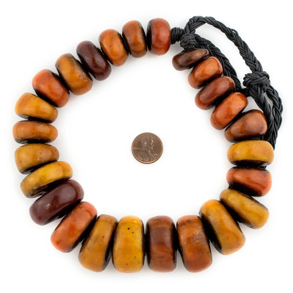 Medley de mel contas de resina âmbar marroquina medley 29mm marroquino laranja africano redondo - Imagem 2 de 4