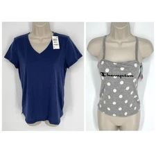 Charter Club, Champion 2 Pc PJ Sleep Tops NEW Size S Mixed Separates Navy, Gray