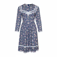 Vtg 70s Jessica McClintock Gunne Sax Dress Floral Prairie Cottage Core Size 12