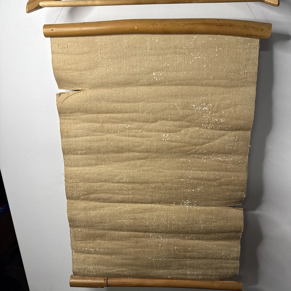 Old Italian Painting Scroll hand painted Oil painting on canvas W/wood Handles - Image 2 of 4