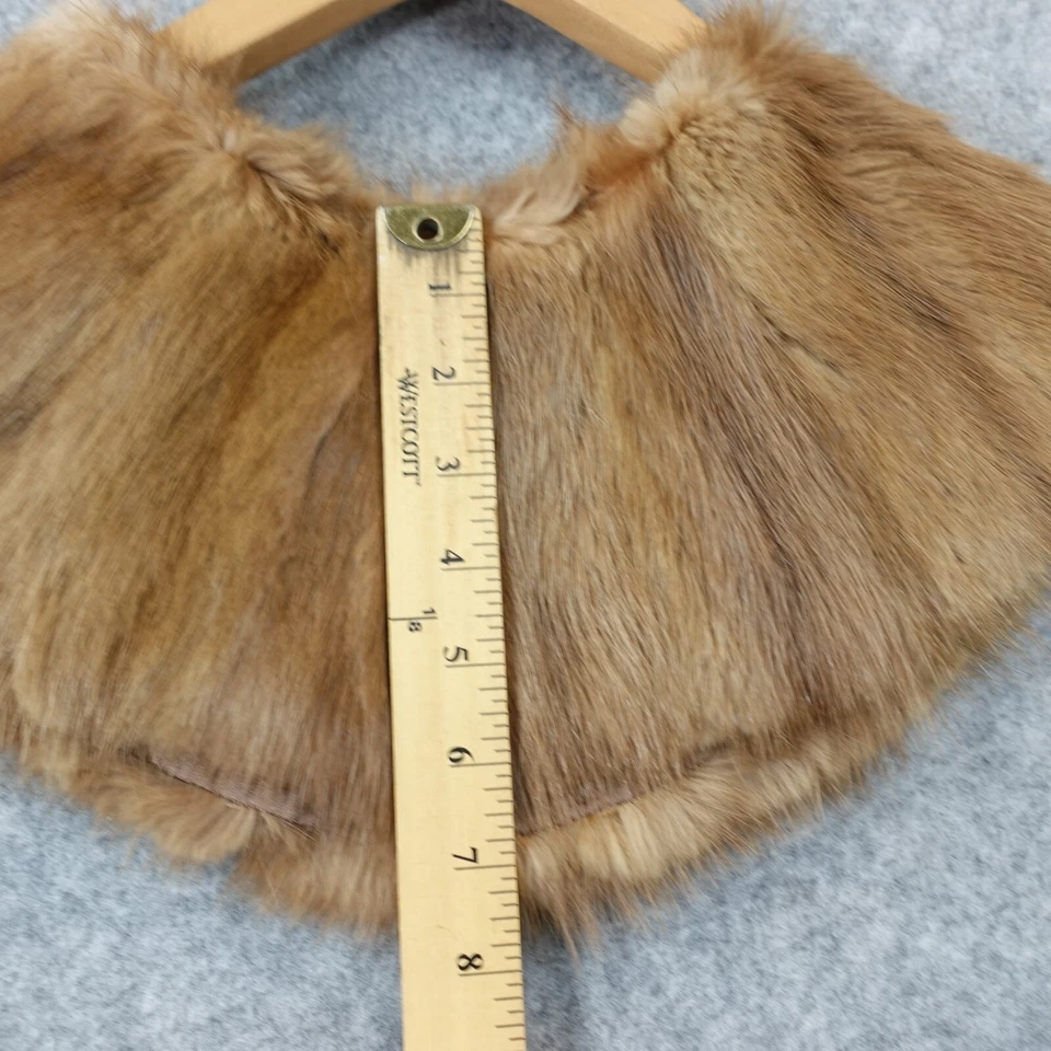 Mantón envolvente de piel de camello capelet marrón piel real visón ribete bufanda Gatsby Old Hollywood Foto 4 de 4