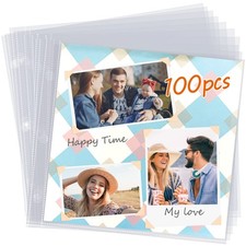 100 PCS 12x12 Inch Scrapbook Page Protectors Heavyweight Refill Photo Album