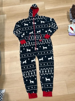 Tipsy Elves Jumpsuit  XXL Navy Reindeer Fair Isle Christmas Holiday PJs